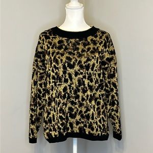 Vintage Rose Metallic Cheetah Print Sweater